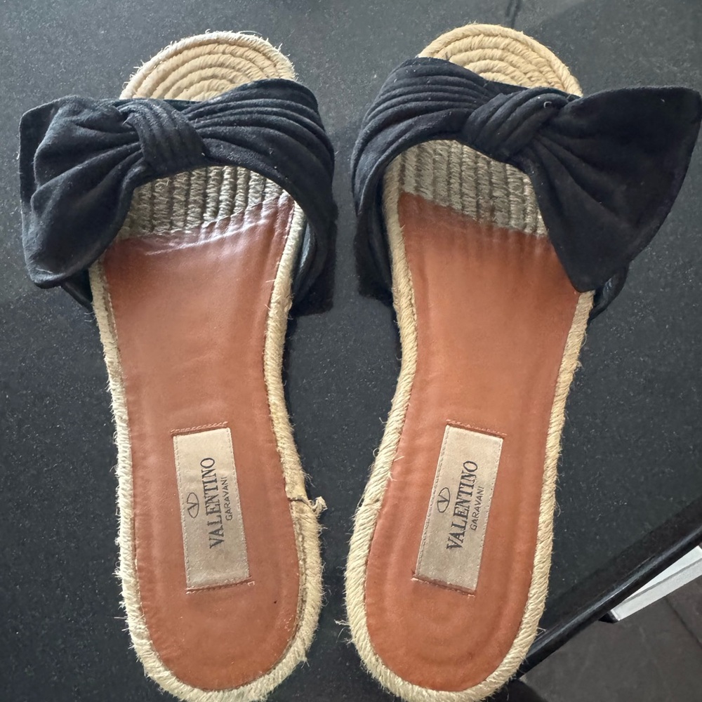 Valentino Garavani Black Espadrille Bow Shoes